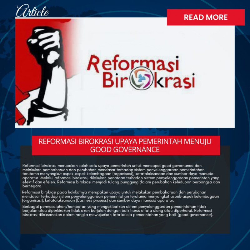 REFORMASI BIROKRASI UPAYA PEMERINTAH MENUJU GOOD GOVERNANCE